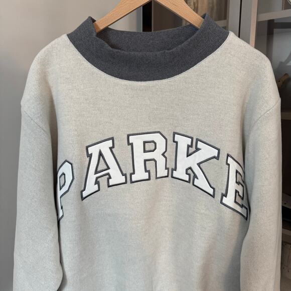 PARKE Inside Out Mockneck NEW Two Tone Gray Fleece Sweatshirt Pullover Large XL - Picture 4 of 7